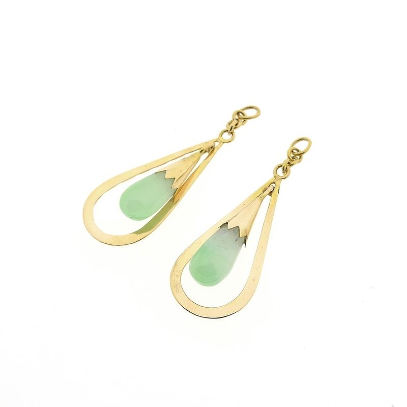 Image 4 of Gold Jade Earrings | Vintage