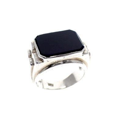 Image 1 of Silver signet ring with onyx stone