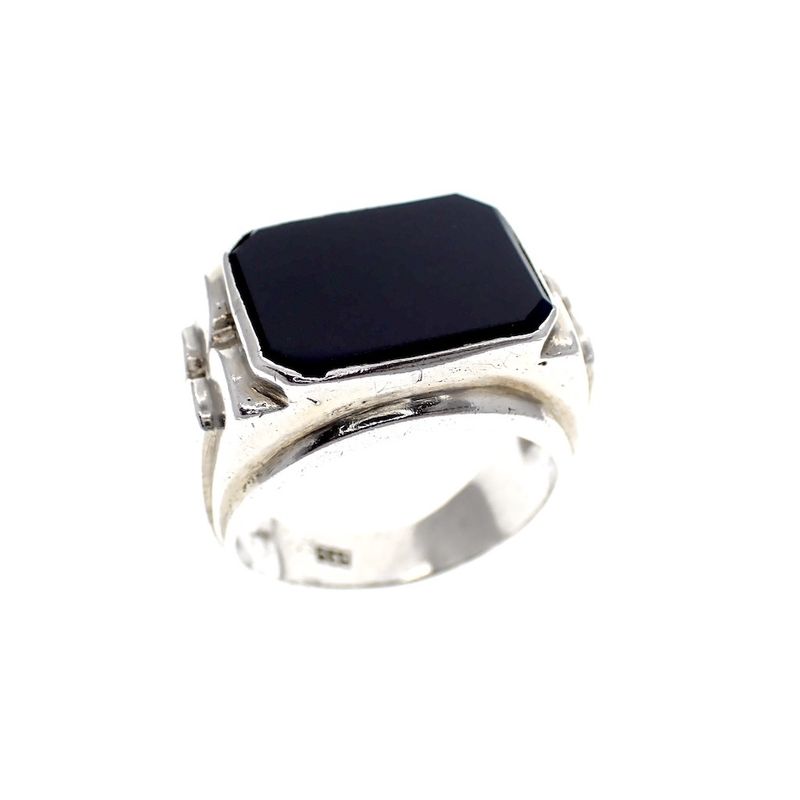 Image 1 of Silver signet ring with onyx stone