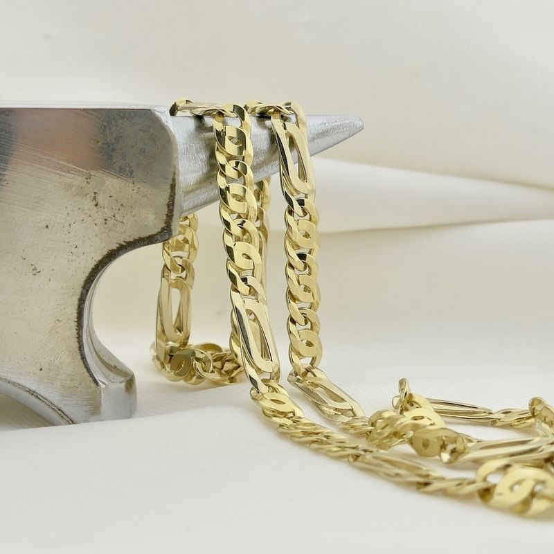 Image 2 of Oro Azzurro bicolor gold Figaro link necklace; 50 cm