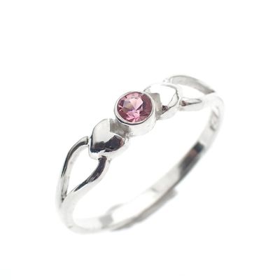 Image 1 of Silver ring with pink zirconia stone