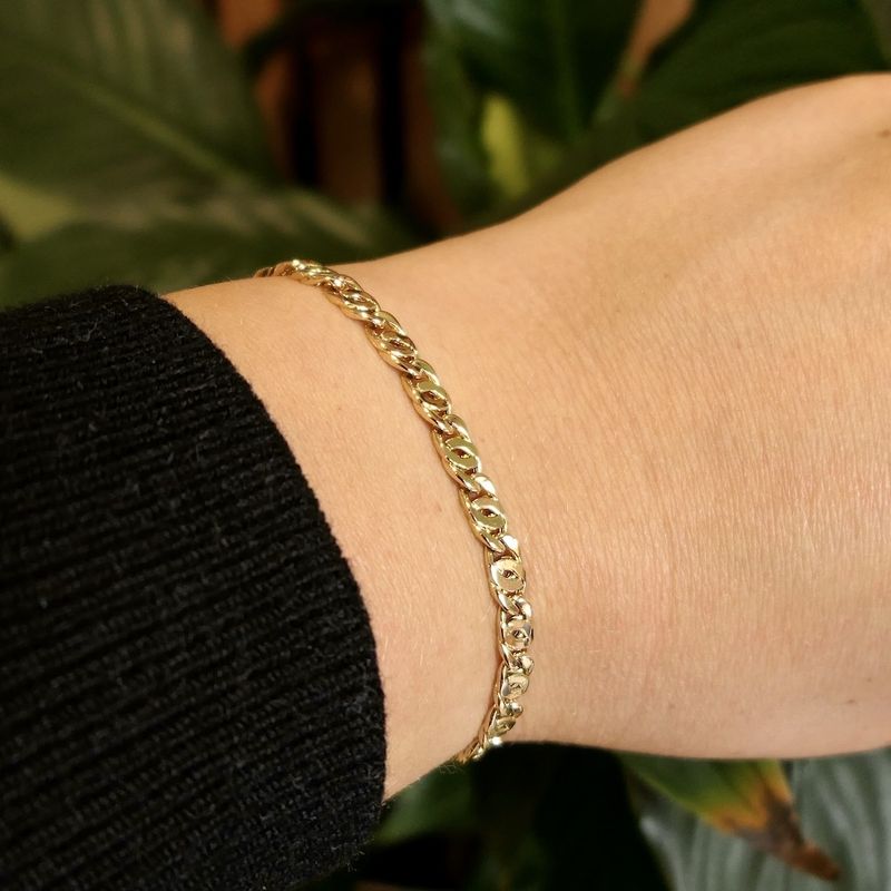 Image 8 of Gold navy/gourmet link bracelet | 19.5 cm