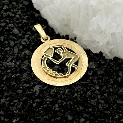 Image 2 of Gold zodiac sign pendant; Aquarius