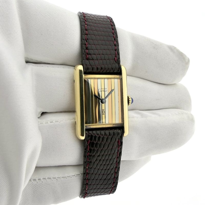 Image 9 of Cartier Tank Vermeil 'Trinity' 221804; Vintage mechanisch dames horloge