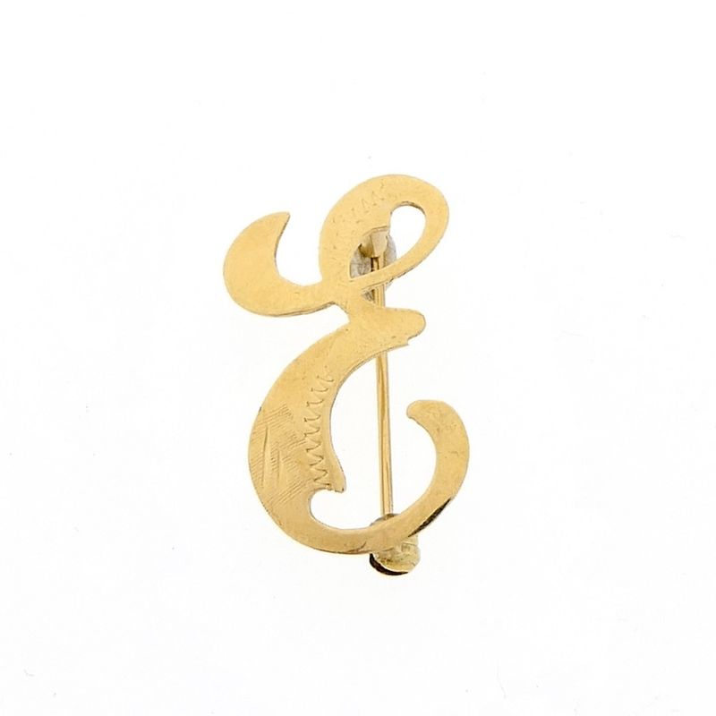 Image 1 of Gold letter brooch; letter E