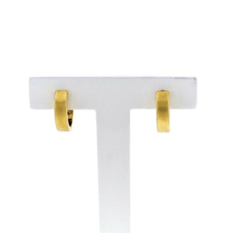 Image 1 of Gold hinged hoop earrings; Ø 14.5 mm