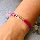 Image 2 of Forever Knots® Handmade Magenta Satin Bracelet with Silver Link