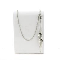 Silver vintage jasseron necklace with fixed pendant | 80 cm