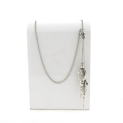 Image 1 of Silver vintage jasseron necklace with fixed pendant | 80 cm