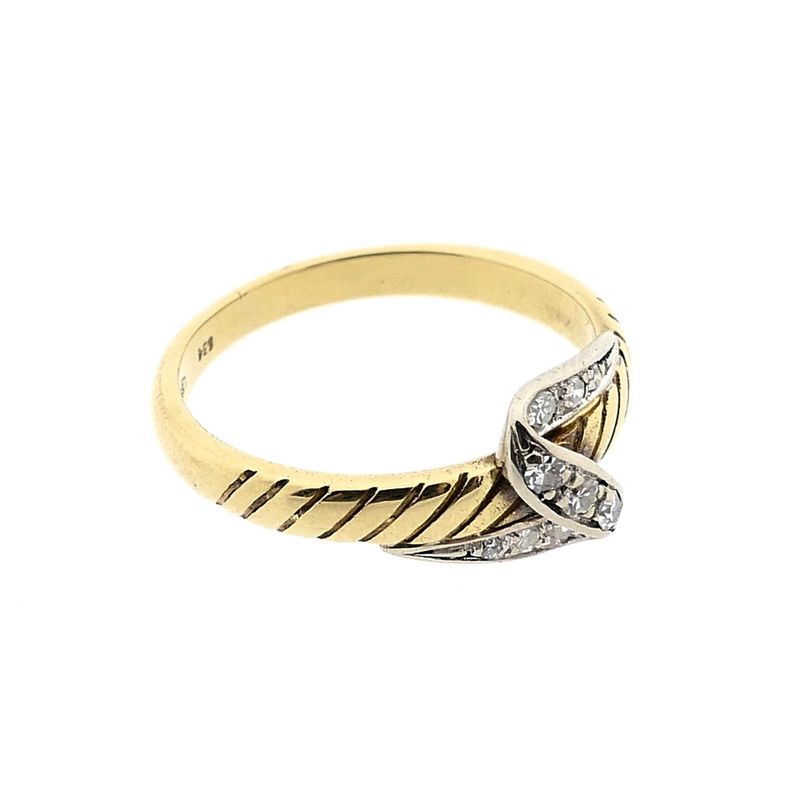 Image 5 of Gold Ring with White Sapphires; 14K; Size 17.5