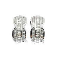 18-karat white gold earrings with brilliant and baguette-cut diamonds, 1.28 ct in total
