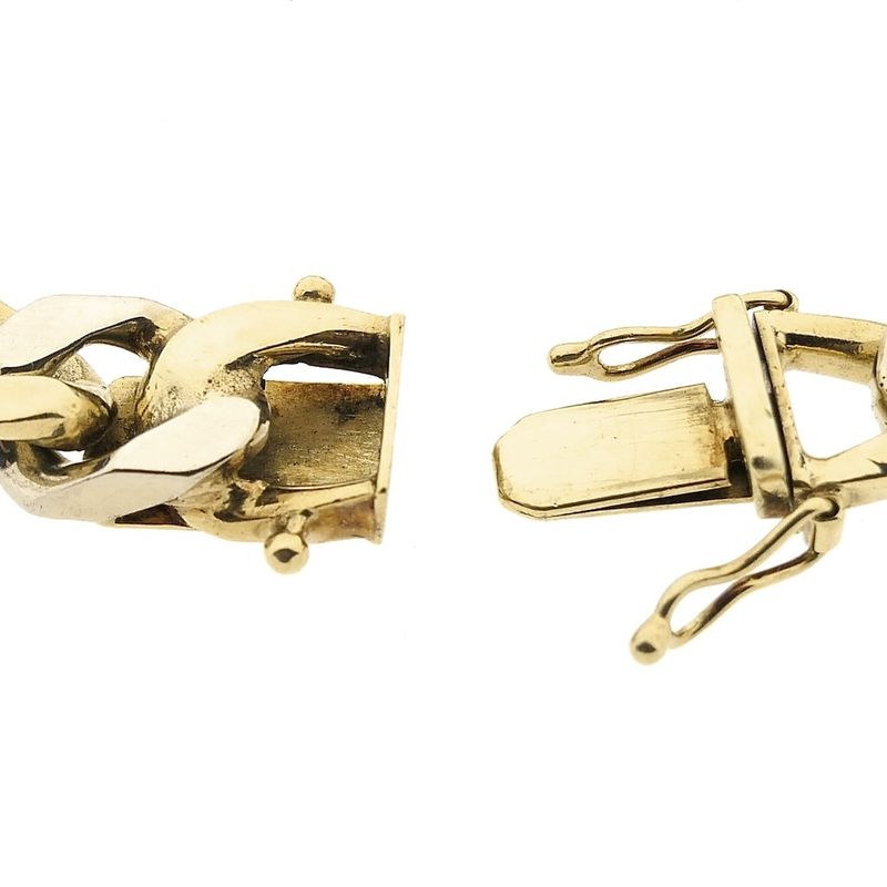 Image 3 of Two-tone gold wide gourmet link bracelet