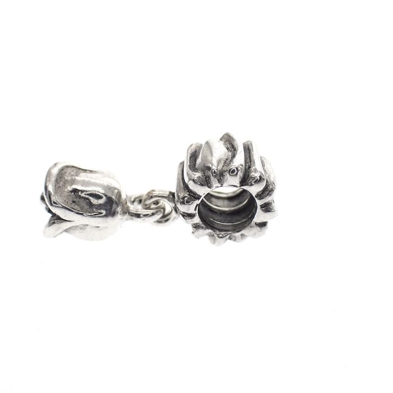 Image 4 of Pandora charm; Silver; Hanging Rose