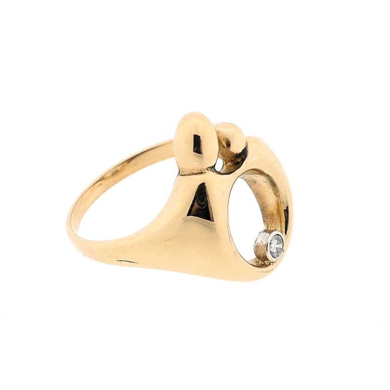 Image 7 of Golden mother-child ring with diamond; 0.06 ct.