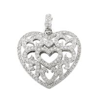 White gold heart pendant with diamonds; 0.815 ct.