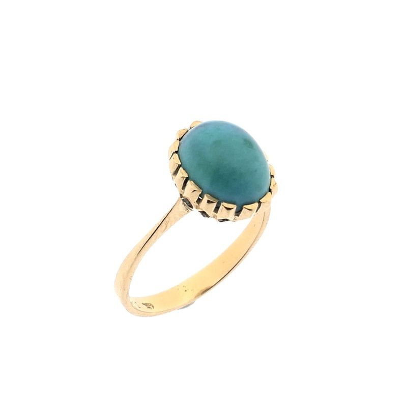 Image 1 of 18 carat gold ring set with turquoise