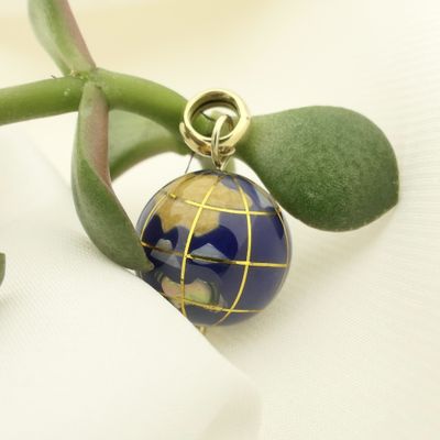 Image 2 of Gold globe pendant with enamel