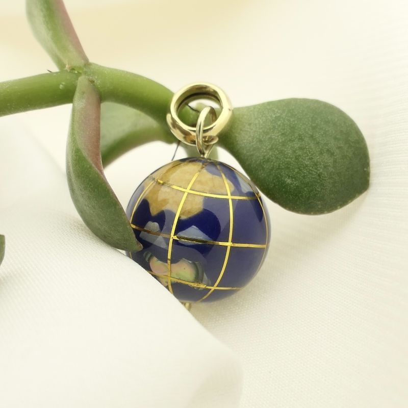 Image 2 of Gold globe pendant with enamel