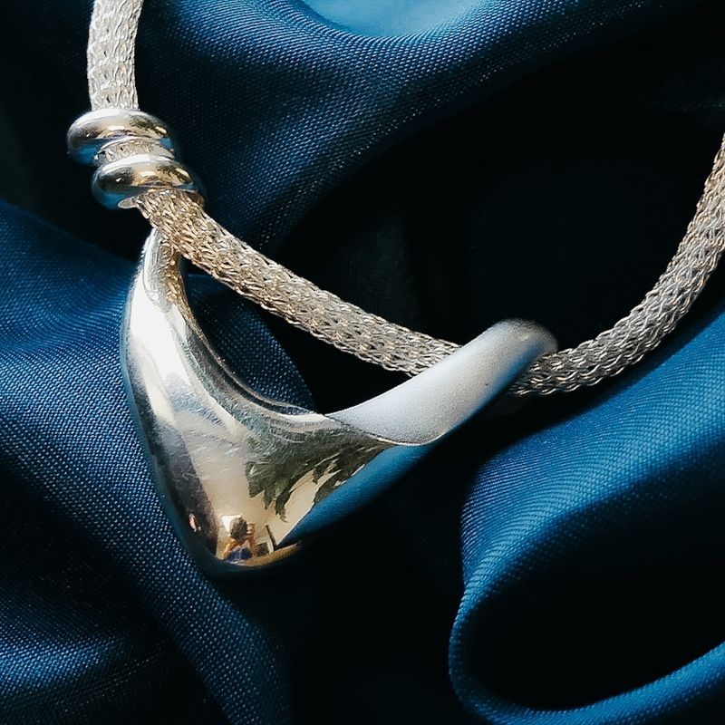 Image 2 of Silver necklace with pendant | 43.5 cm