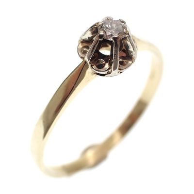 Image 1 of Gold solitaire ring with diamond 0.09 ct.