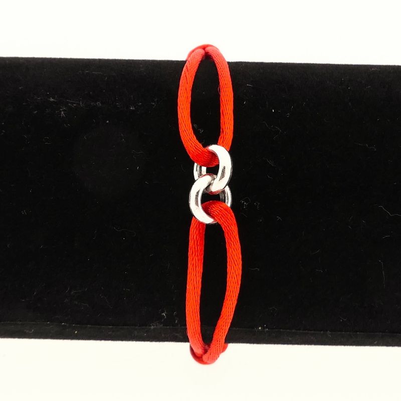Image 6 of Forever Knots® Handmade Red Satin Bracelet with Silver Chain