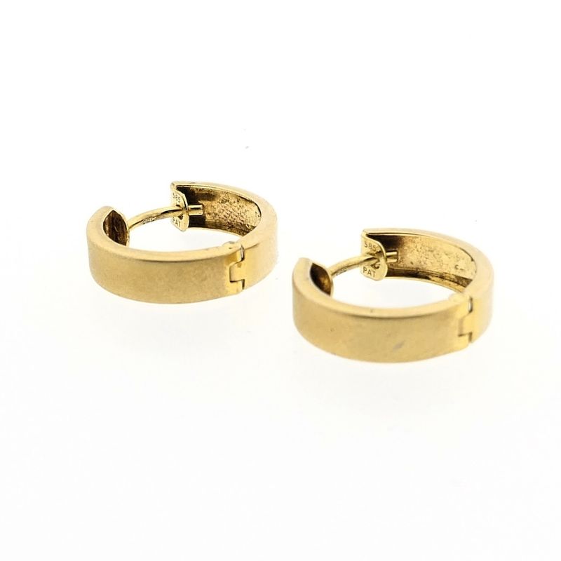 Image 7 of Gold hinged hoop earrings; Ø 14.5 mm