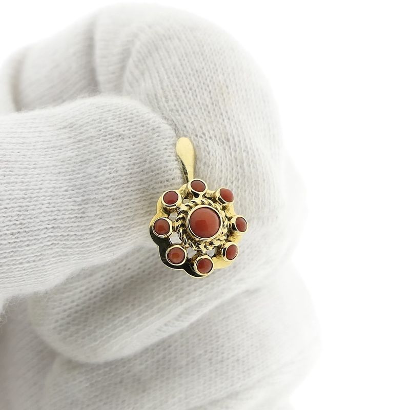 Image 6 of Gold pendant with red coral | Vintage