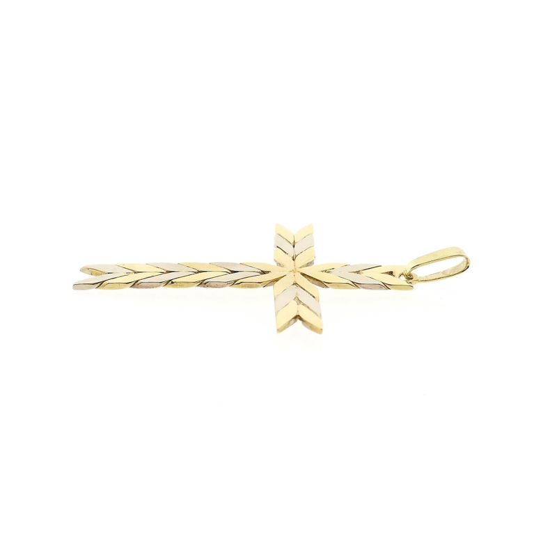 Image 5 of Two-tone gold braided pendant of a cross