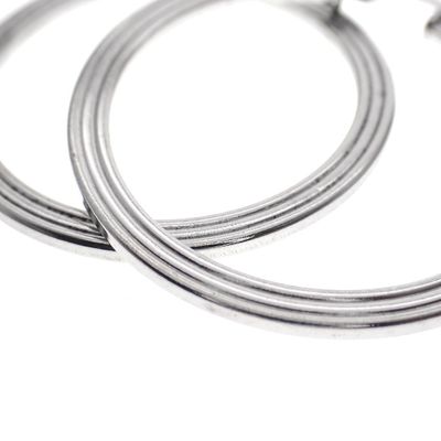 Image 2 of Silver flat earrings with pattern | Ø 36 mm