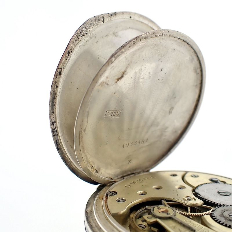 Image 5 of Omega pocket watch; antique silver pocket watch