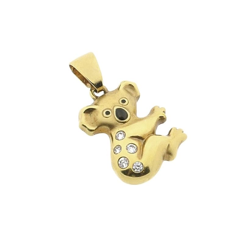 Image 8 of Gold pendant of a koala with enamel and zirconia