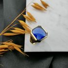 Image 7 of Gold men's ring with synthetic sapphire