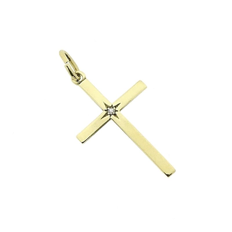 Image 8 of Gold pendant of a cross with diamond | 0.01 ct.