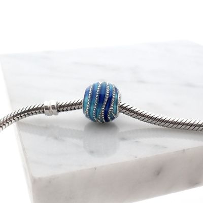 Image 2 of Pandora Moments charm; Silver; Blue Wave