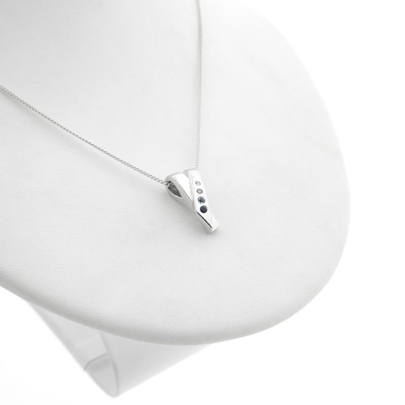 Image 6 of Silver crossover pendant with colored zirconia; Zinzi