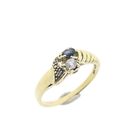 Image 1 of Gold ring with sapphire, zirconia and diamond | 0.005 ct.