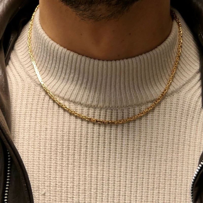 Image 10 of Golden Square Byzantine Link Necklace