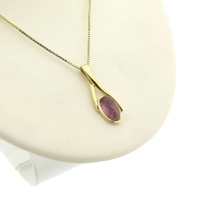 Image 9 of 18 carat gold pendant with pink tourmaline