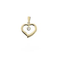 Gold pendant of a heart with zirconia
