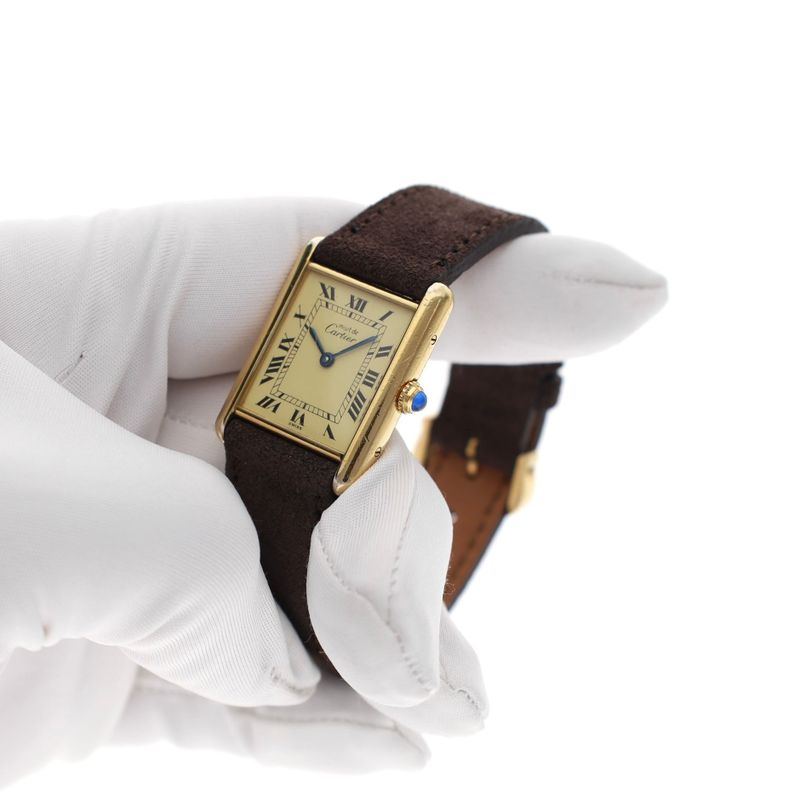 Image 5 of Cartier Tank Vermeil 'Large' 590005; Vintage Unisex Watch with Papers