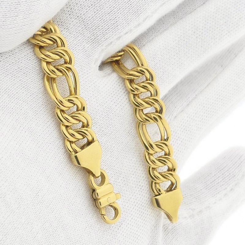 Image 9 of Gold flat Figaro/Prince of Wales bracelet