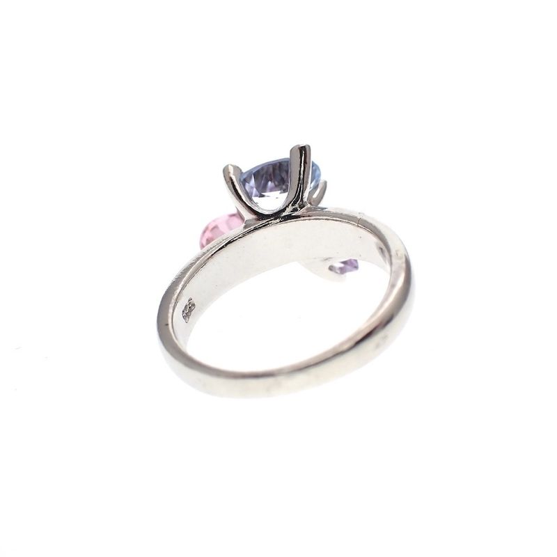 Image 3 of Silver cluster ring with large pastel zirconias