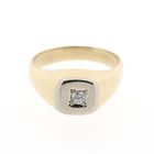 Afbeelding 3 van Bicolor gouden zegelring met diamant 0,09 ct.