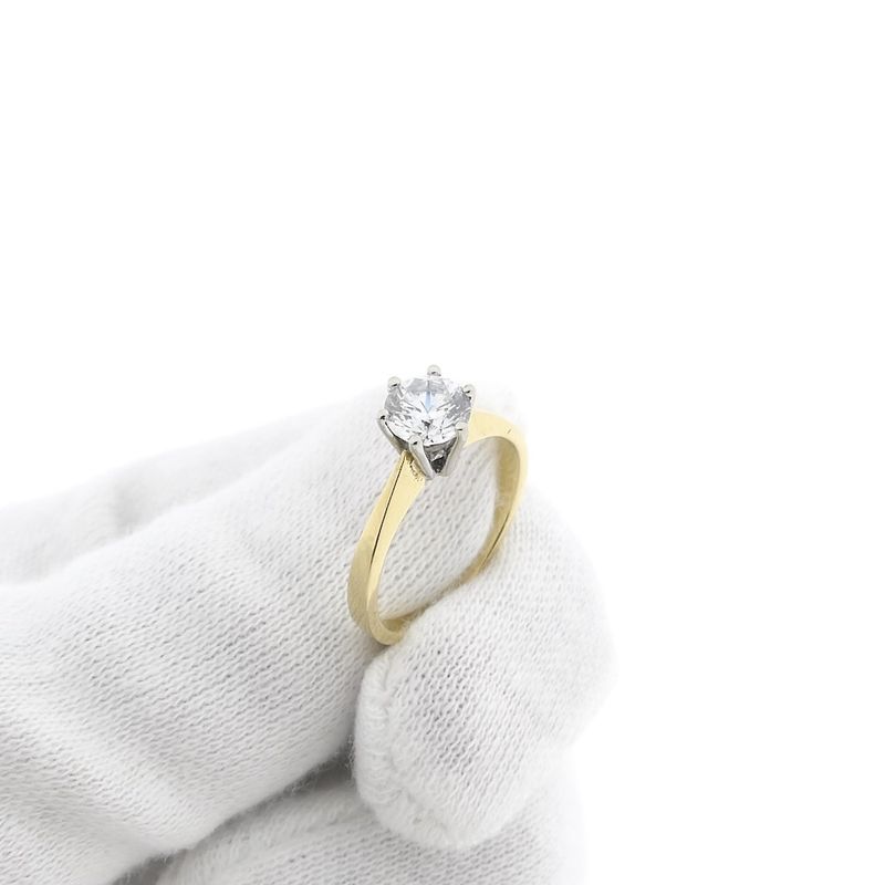 Image 10 of Gold solitaire ring with zirconia
