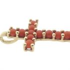 Image 3 of Vintage gold pendant of a cross with blood coral