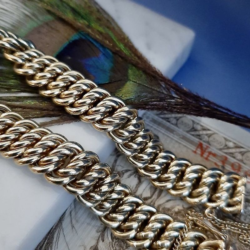 Image 2 of Gold French gourmet link bracelet | 22 cm