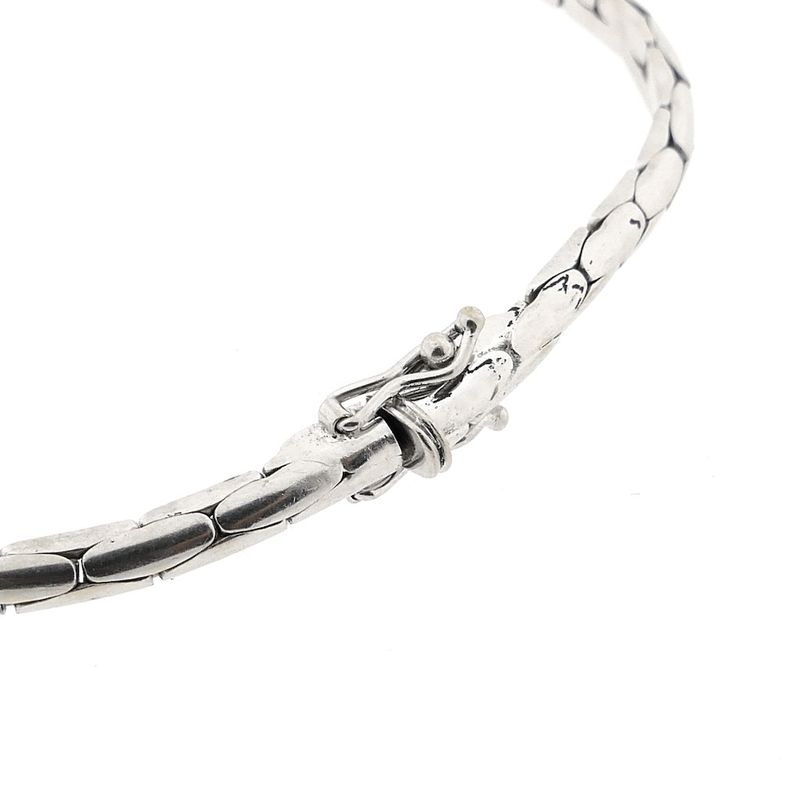 Image 5 of White gold cobra link bracelet with sapphire and diamond; 0.24 ct.