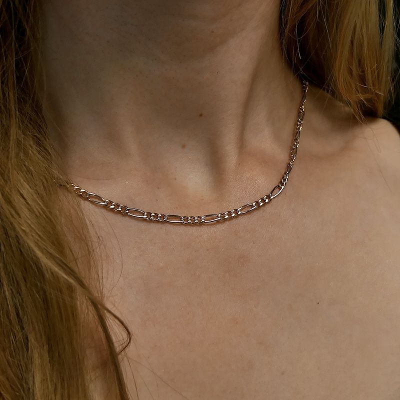 Image 9 of Two-tone gold Figaro link chain