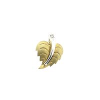 Two-tone gold pendant of a leaf with diamond | 0.02 ct.