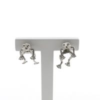 Silver frog stud earrings